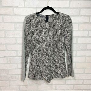 Per Se Asymmetrical Peplum Long sleeve Stretch Blouse I5